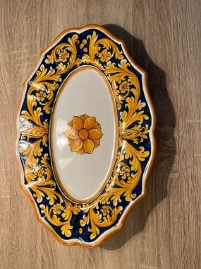 Maurizio Dell’Aquila Ornato Giallo e Blu Serving Platter Sicily Italy